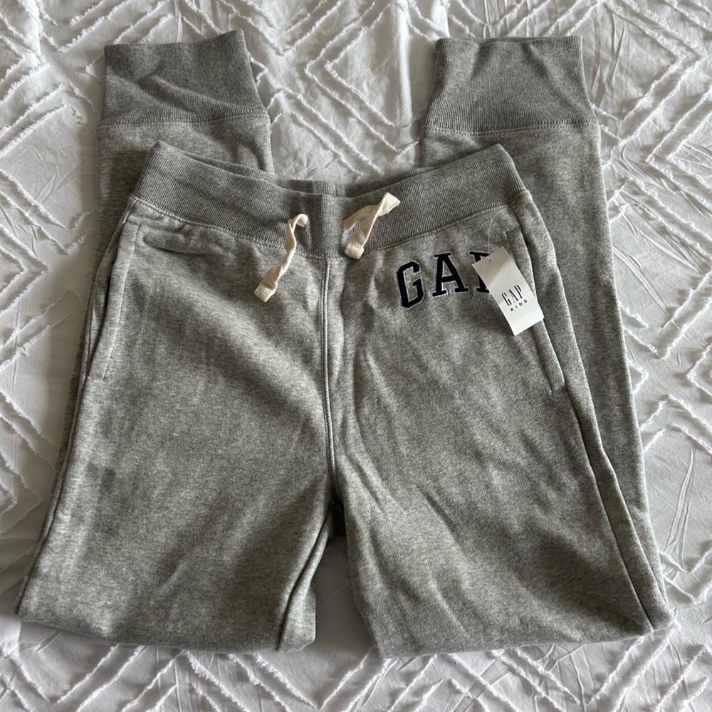 Gap Kids Boys XL Warm Logo Fleece Sweatpants Joggers Heather Gray NWT
